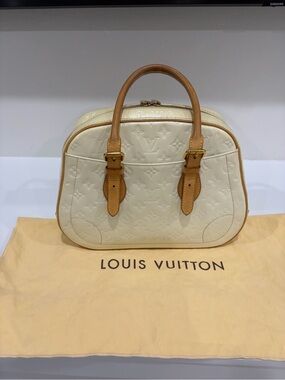 Louis Vuitton Cream Vernis Satchel with Natural Vachetta Handles